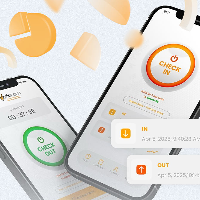 TrackMyGuys clock-in and clock-out app on a phone