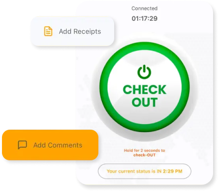 Tela de entrada do TrackMyGuys com ponto registrado na obra